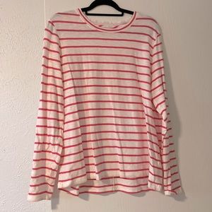 J Crew Girlfriend Pink Stripe Long Sleeve Tee